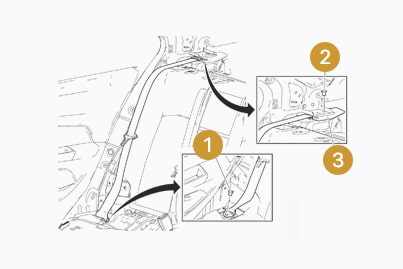 Notchback vehicle rear seatbelt exchange